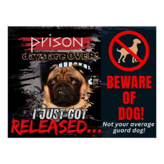 Affiche drôle Attention au Chien – Décoration mura