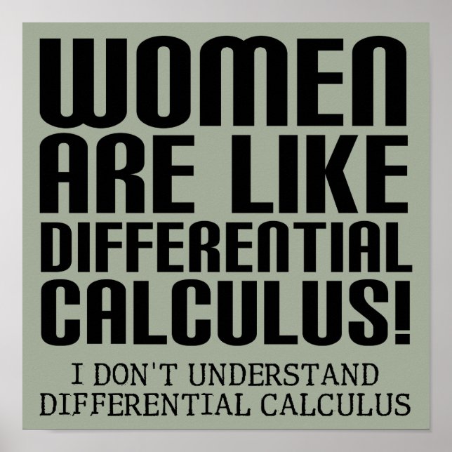Affiche drôle de calcul différentiel pour femmes (Devant)