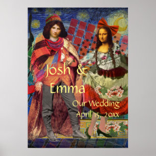 Affiche drôle de couple de mariage fantaisiste