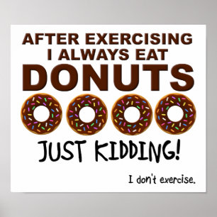 Affiche drôle de donuts et d'exercice