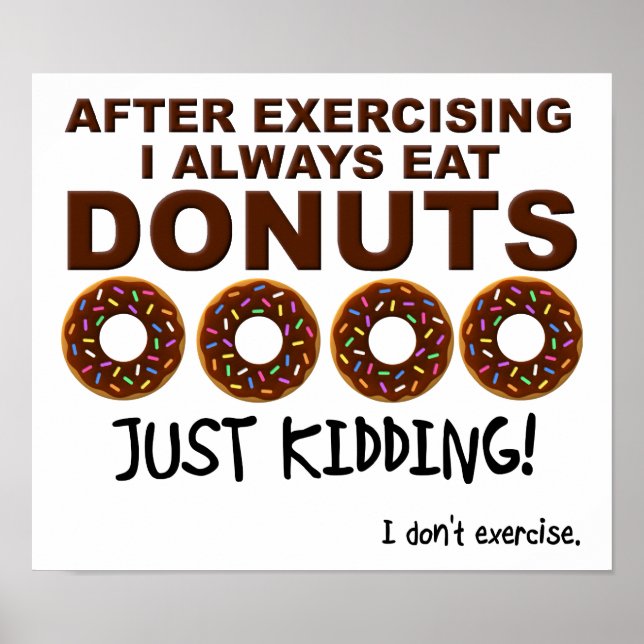Affiche drôle de donuts et d'exercice (Devant)