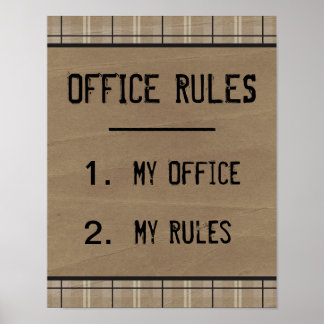 Affiche drôle de règles de bureau
