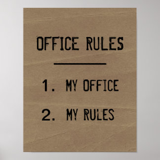 Affiche drôle de règles de bureau