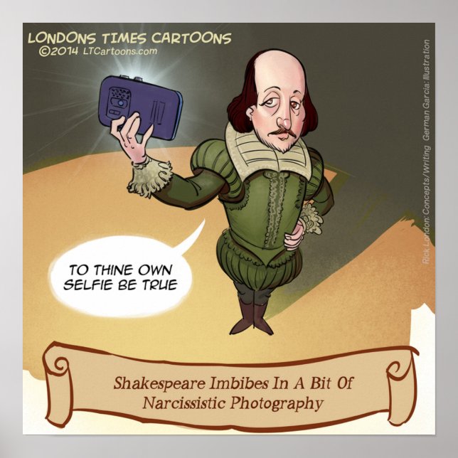 Affiche drôle de selfie de Shakespeare (Devant)