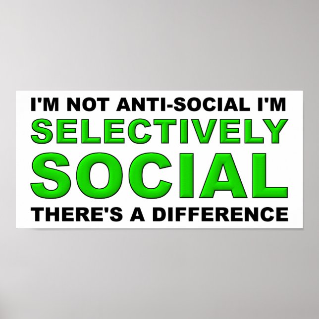 Affiche drôle et sélectivement sociable (Devant)