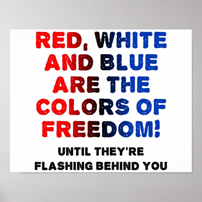 Affiche drôle rouge blanc et bleu (Devant)