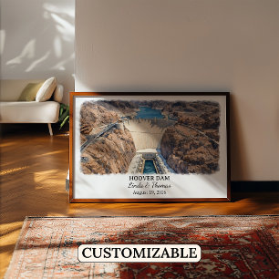 Affiche du Barrage Hoover Arizona, Aquarelle, Sur 