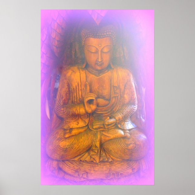 affiche du bouddha assis à l'aura violette (Devant)