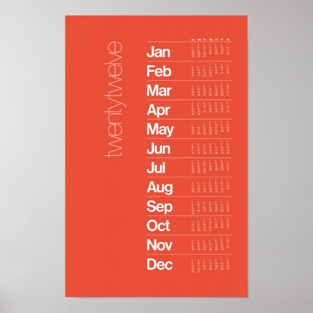 Affiche du calendrier 2012 - Système de grille Hel (Devant)