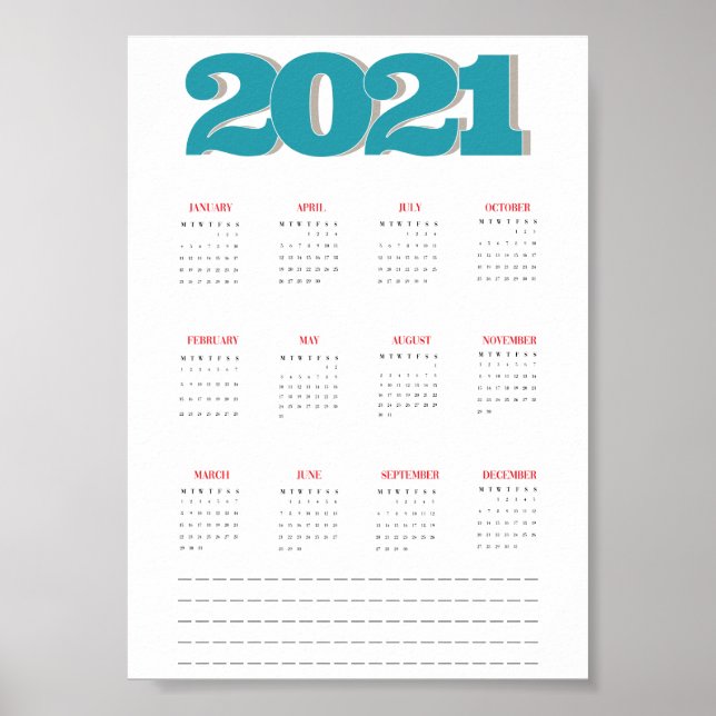 Affiche du calendrier 2021 (Devant)