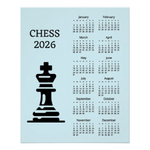 Affiche du calendrier 2026 du roi de pièce d'échec