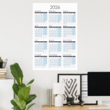 Affiche du calendrier de l'année verticale 2026