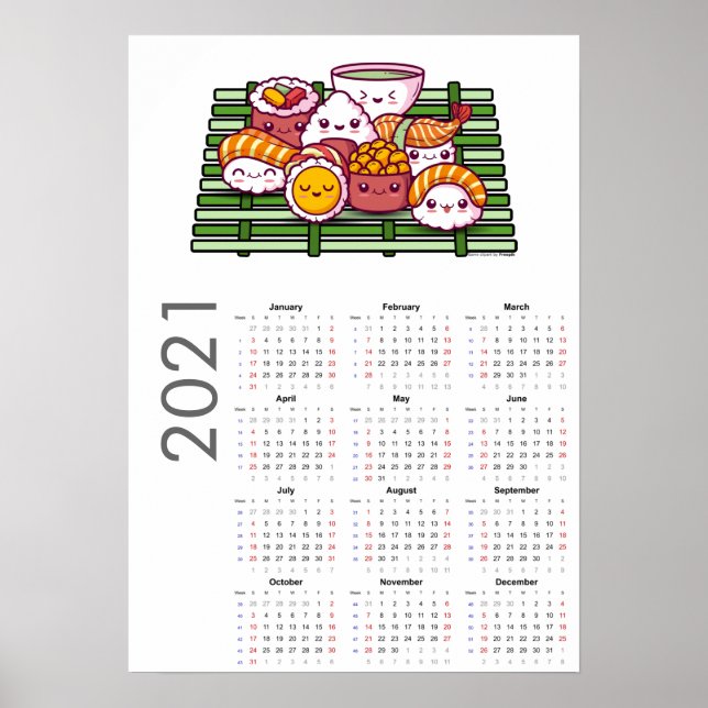 Affiche du calendrier des sushis 2021 (Devant)