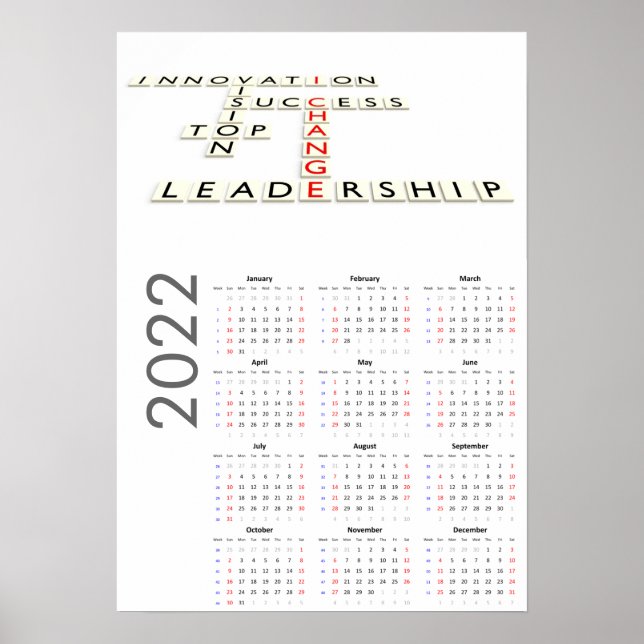 Affiche du calendrier motivationnel 2022 (Devant)