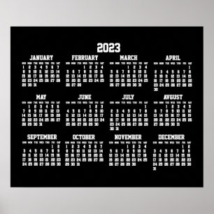 Affiche du calendrier noir annuel 2023