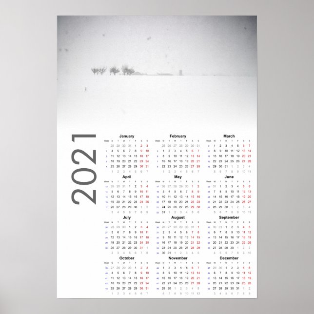 Affiche du calendrier paysage neigeux 2021 (Devant)