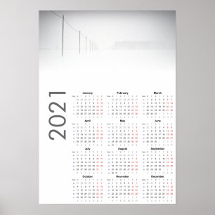 Affiche du calendrier paysage neigeux 2021