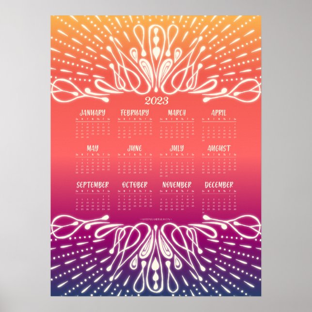 Affiche du calendrier Sunrise Sunset 2023 (Devant)