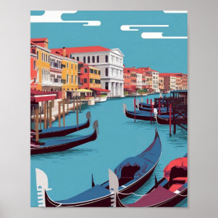 Affiche du canal de Venise - Scène Vectorielle Pla