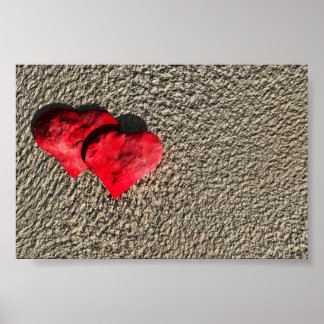 affiche du coeur sur sable