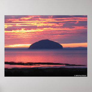 Affiche du coucher de soleil d'Ailsa Craig