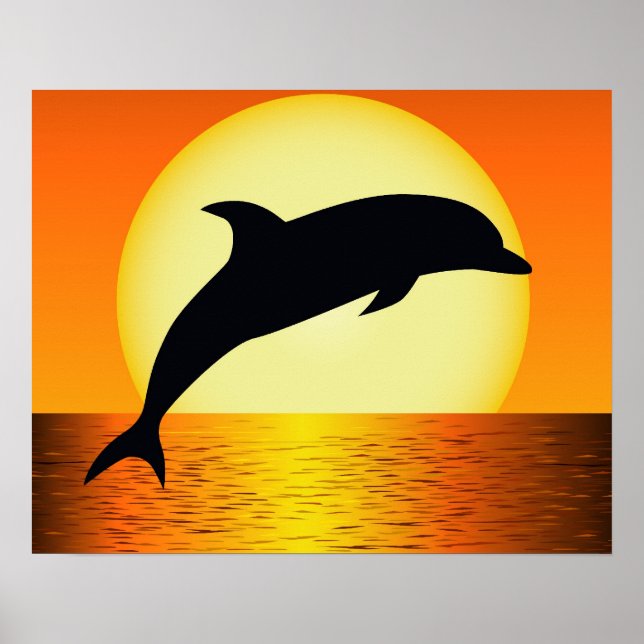 Affiche du coucher du soleil de dauphin (Devant)