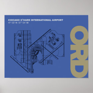 Affiche du diagramme de l'aéroport de Chicago O'Ha