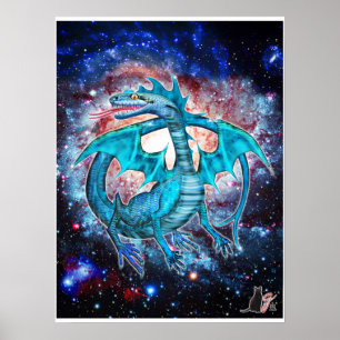 Affiche du Dragon Cosmique Turquoise