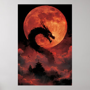 Affiche du dragon japonais Ukiyo-e – Puissance myt