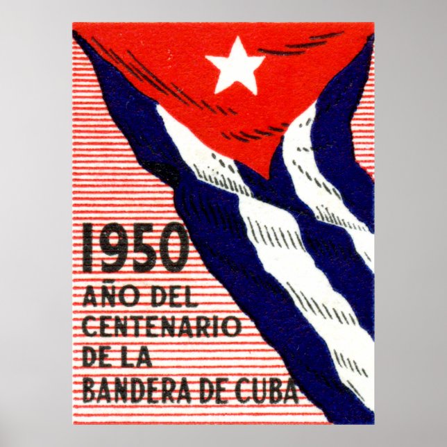 Affiche du drapeau cubain 1950 (Devant)