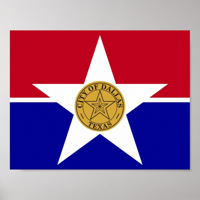 Affiche du drapeau de Dallas, Texas (Devant)