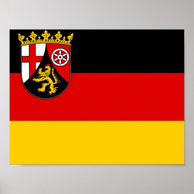 Affiche du drapeau de la Rhénanie-Palatinat (Devant)