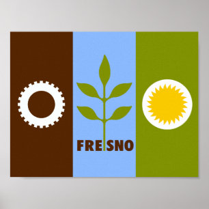 Affiche du drapeau de la ville de Fresno, Californ