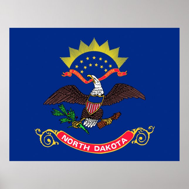 Affiche du drapeau de l'État du Dakota du Nord (Da (Devant)