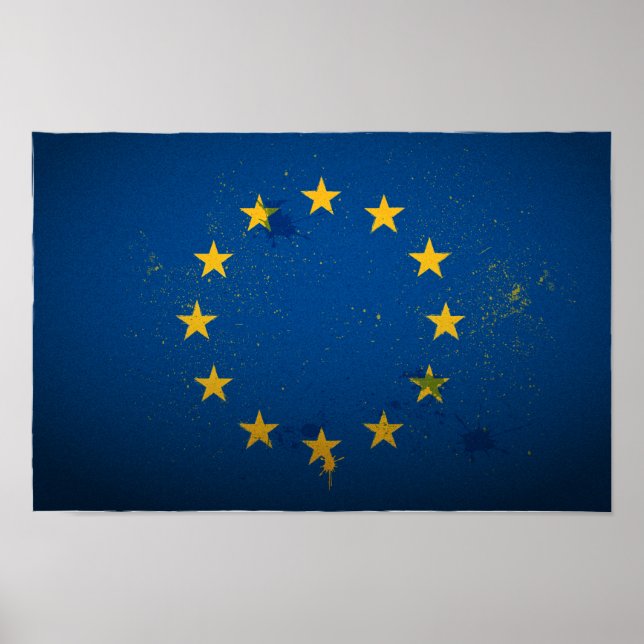 Affiche du drapeau de l'Union européenne urbaine (Devant)