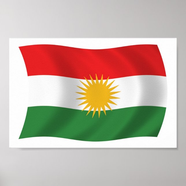 Affiche du drapeau du Kurdistan (Devant)