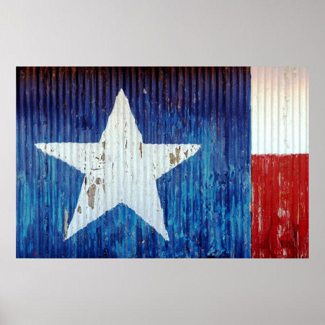 Affiche du drapeau du Texas en métal ondulé (Devant)
