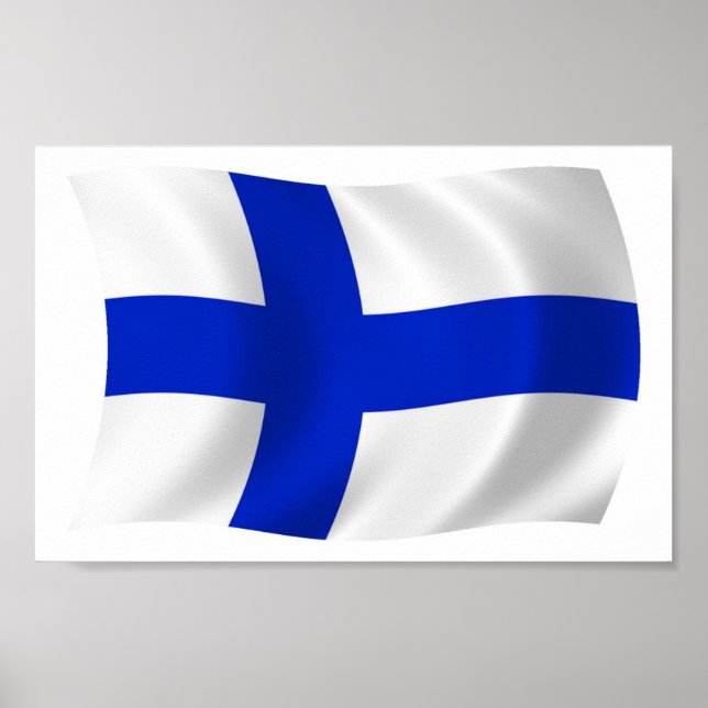 Affiche du drapeau finlandais (Devant)