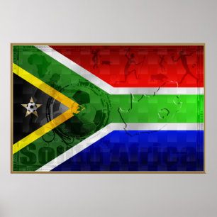 Affiche du football de drapeau de l'Afrique du Sud