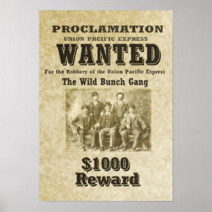 Affiche du gang WILD BUNCH - Tailles personnalisée