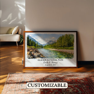 Affiche du Glacier National Park Montana, Aquarell