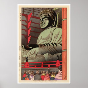 Affiche du Grand Bouddha Estampe japonaise sur boi
