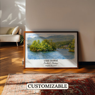 Affiche du lac George New York, Aquarelle, Sur mes