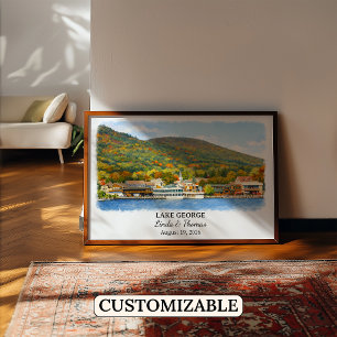 Affiche du lac George New York, Aquarelle, Sur mes