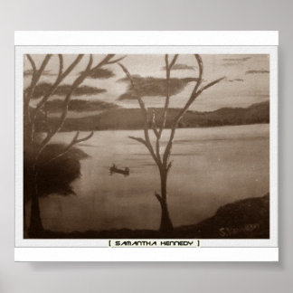 affiche du lac noir et blanc