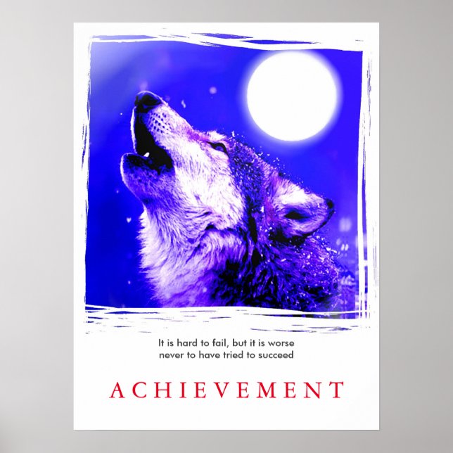 Affiche du loup hurlant Motivationnel unique Impri (Devant)