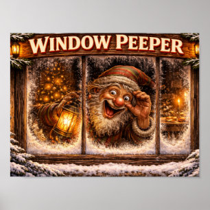 Affiche du lutin de Noël islandais Window Peeper