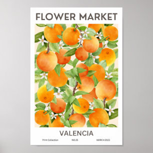 Affiche du marché aux fleurs colorées de Valence