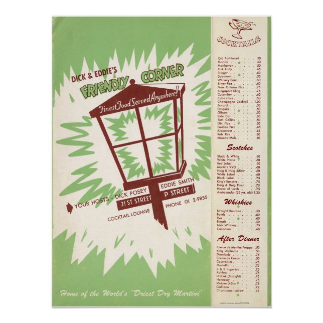 Affiche du menu de Dick & Eddie (Devant)