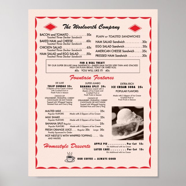 Affiche du menu Fontaine de Soda (Devant)